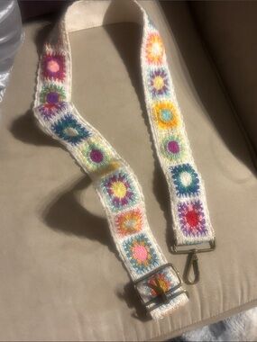 Colorful Crochet Flower Purse Strap W/ Vibrant Colors